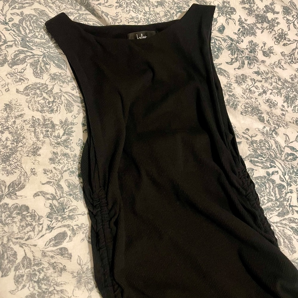 Over and Over Ribbed Drawstring Ruched Bodycon Dress - Lulus - Medium - Picture 5 of 6